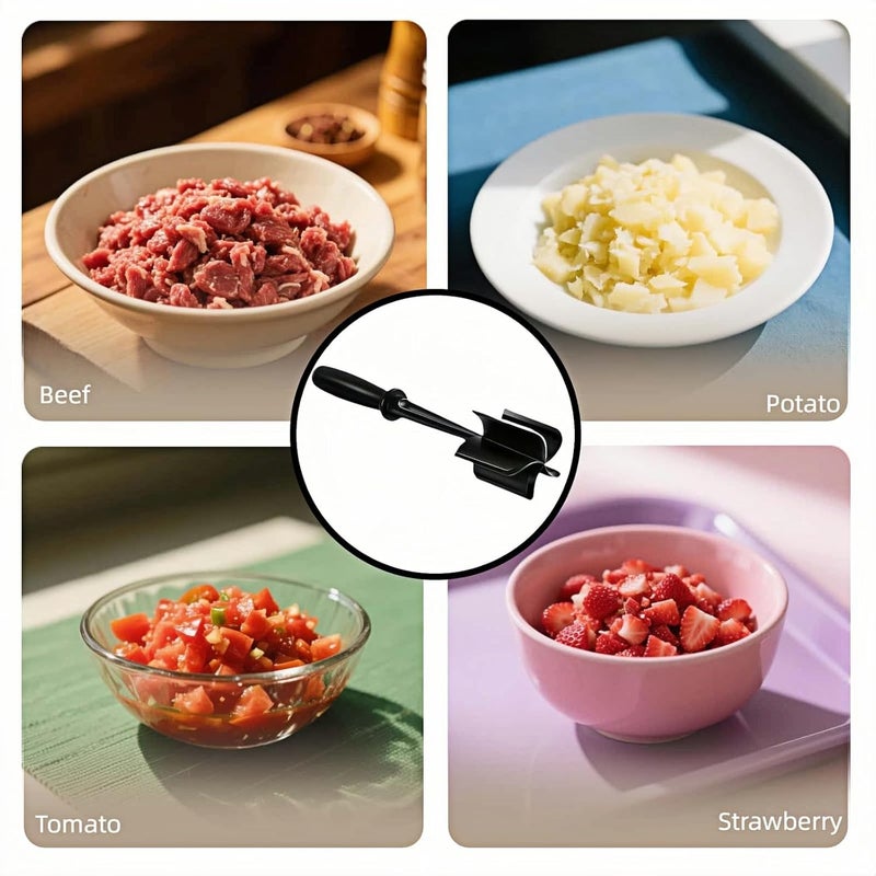 RyanDesign Premium Heat-Resistant Food-Grade Nylon Meat Chopper & Burger Grinder – 5-Blade Food Mixer for Ground Beef, Potato Salad, Pasta | Easy-Clean, Non-Stick, BPA-Free Kitchen Tool - Image 5